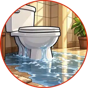 A backup toilet before PlumbBubble Plumbing came to repair on an Emergency Plumbing call.